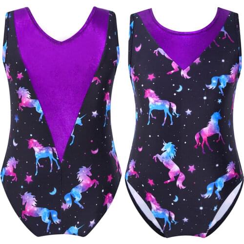 Kid Girls Ballet Dance Cartoon Print Leotard Stage Performance Dance Ballerina Gymnastics Workout Bodysuit Ballet Dress Jumpsuit