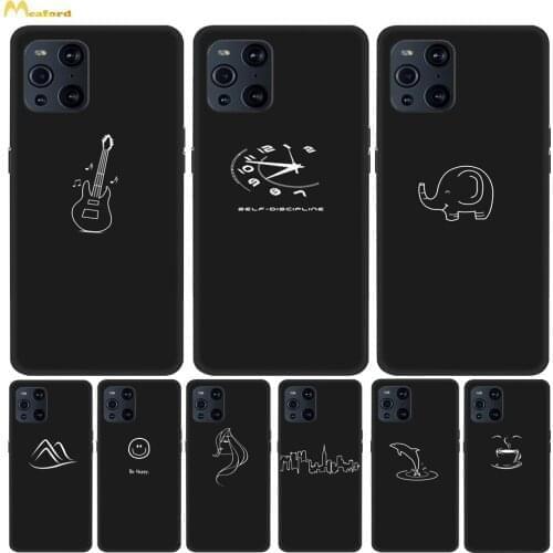 For OPPO Find X3 Pro Case Slim Soft TPU Line Drawing Case For Find X3 Pro X3 Fundas Back Cover Find X 3 FindX3 X3pro Phone Cases