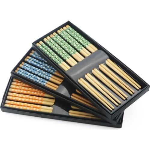 5Pair Japanese Style Non-slip Chopsticks Handmade Natural Wood Chopsticks Sushi Food Anti-scalding Multi color Wooden Chopsticks