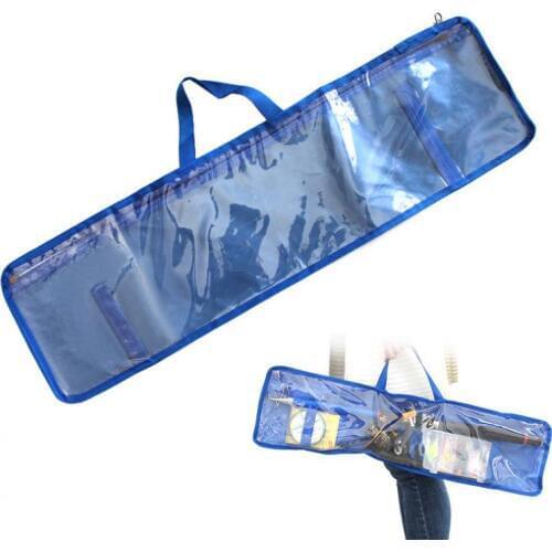 71cm Blue Transparent Plastic Canvas Fishing Bag Fishing Rod Reel Line Fishing Tackle Storage Bag Travel Carry Case