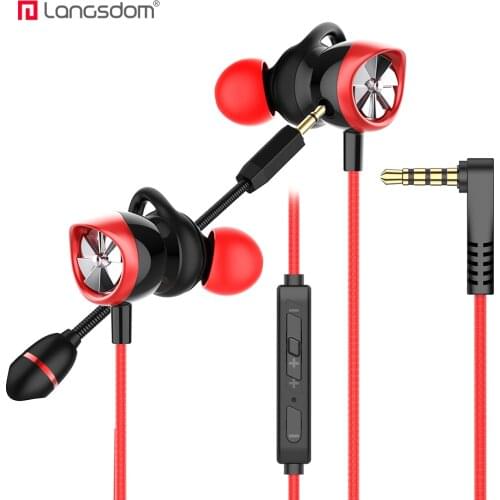 Langsdom Gaming In-Ear Earphone 3.5mm Wired Headset for PS4 PUBG Gamer Headphones Hi-Fi Earbuds with Dual Microphone Detachable