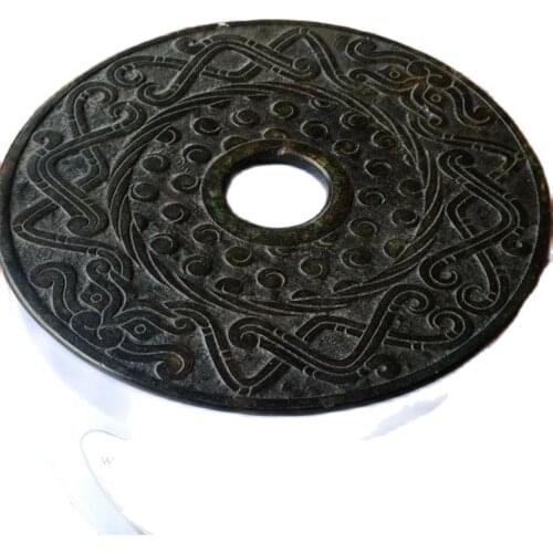 Chinese old Carved with Pattern Collectible jade bi 02