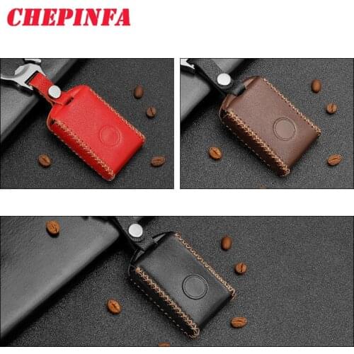 Leather Car Key Case Cover For Volvo S90 V90 XC40 XC90 2015-2018 Smart Keyless Remote Fob Cover Protector Bag Auto Accessories