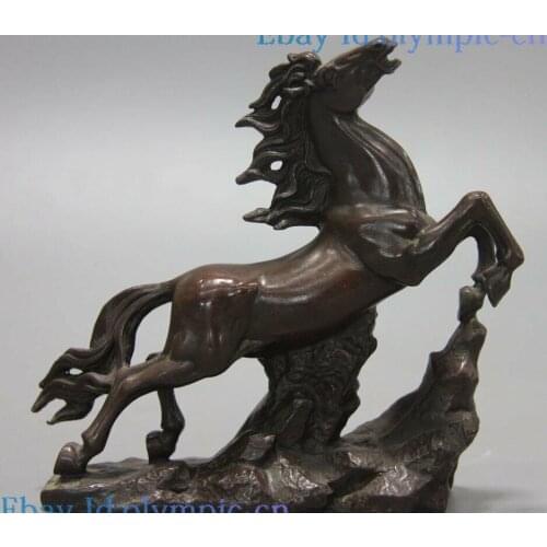 Fine bronze sculpture China carved copper gallop lucky upward horse Statue