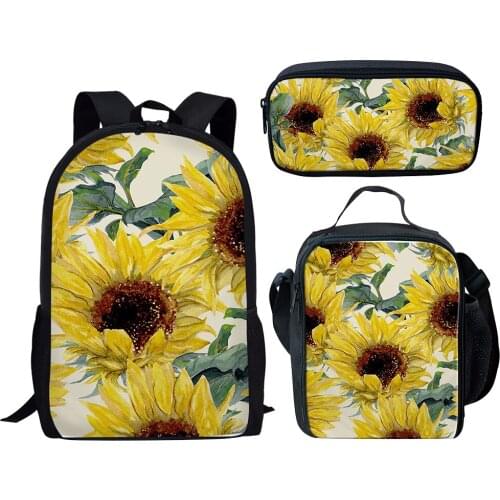 Fashion Childrens School Backpack Band Prints Pattern Toddlers School Bags Sunflowers Design Teenagers Travel Bags