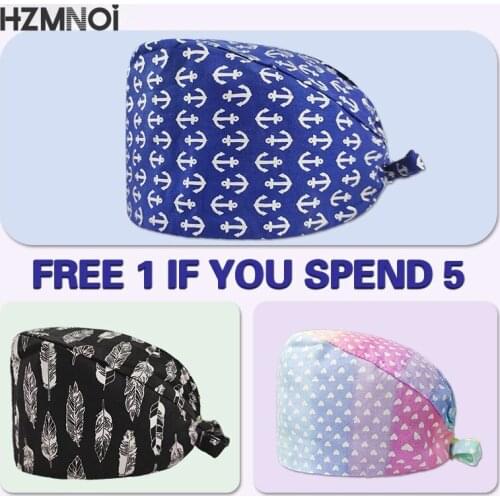 Cartoon Printing Women Operating Room Hats Dentist Working Cap Beauty Salon Scrubs Cap Nurse Hat Surgical Cap Nurse Accessories