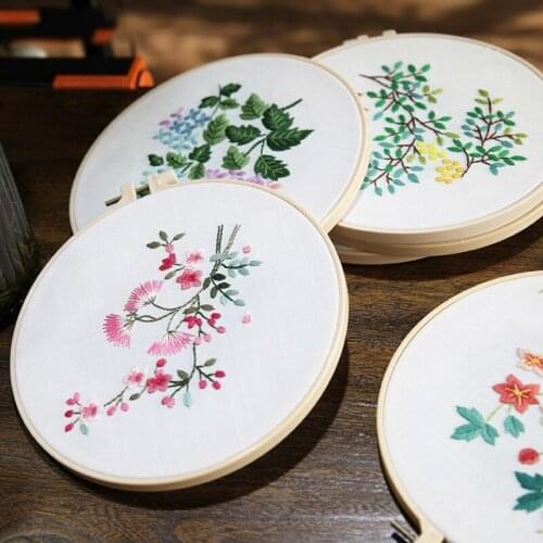 DIY Cross Stitch Flowers Pattern Chinese National Style Decoration Handmade Creative 20CM Material Sewing Kit for Beginners 2021
