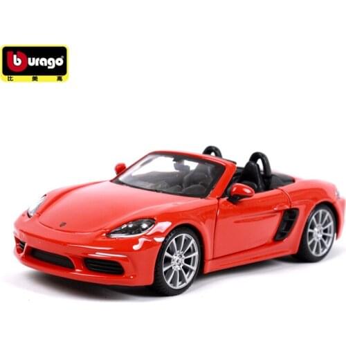 Bburago New Exquisite 718 BOXSTER Convertible 1/24 Diecast Simulation Car Alloy Models Toys Adult Gifts Collection Display