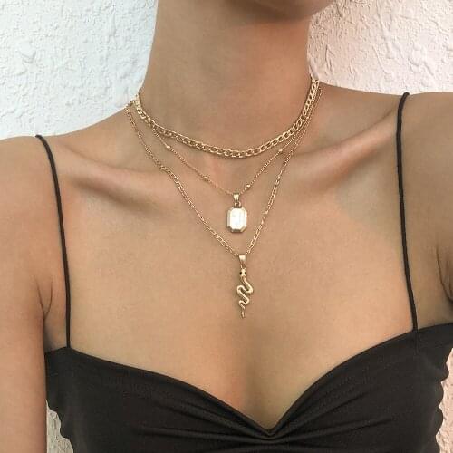 New Animal Snake Necklace Jewelry Fashion Women Simple Temperament Multi-Layer Pendant Necklace Alloy Gold For Girls Party Gifts