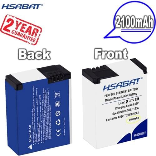 HSABAT 0 Cycle 2100mAh Battery for GoPro AHDBT-201/301 for Gopro Hero 3 3+ AHDBT-301 AHDBT-201 Accumulator