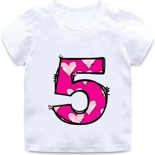 New Kids happy birthday letters Love cute print Clothes boys and girls Funny shirt children Number 1 2 3 4 5 6 8 Birthday gift