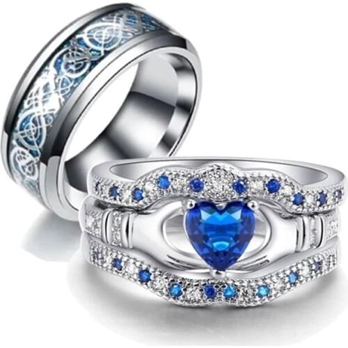 Couple Ring Fashion Female Zircon Ring For Men Stainless Steel Rings Wedding Engagement Anniversary Valentine Day Gift