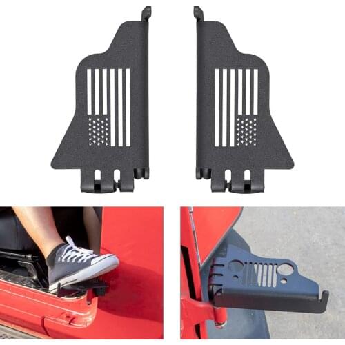 2Pcs Aluminium American Flag Side Door Hinge Pedals for Jeep Wrangler 07-20 Interior Accessories