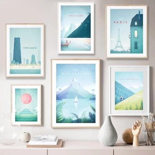 Travel Poster Illustration Nordic Print Vintage London City Landscape Canvas Art Painting Wall Picture Living Room Decoration