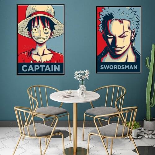 Popular anime poster retro style One Piece hight quality canvas painting hight quality home Decor for Childrens room