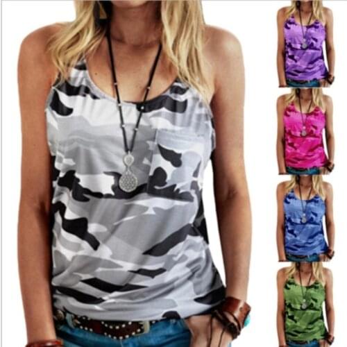 Large Size Camouflage Print Sleeveless Casual T Shirt 2021 New Summer Fashion O-Neck Loose Vest Tops