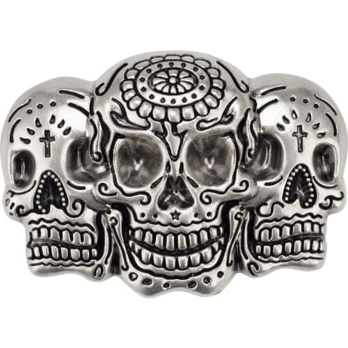 Three Skull Head Belt Buckle for Men cowboy Decoration
