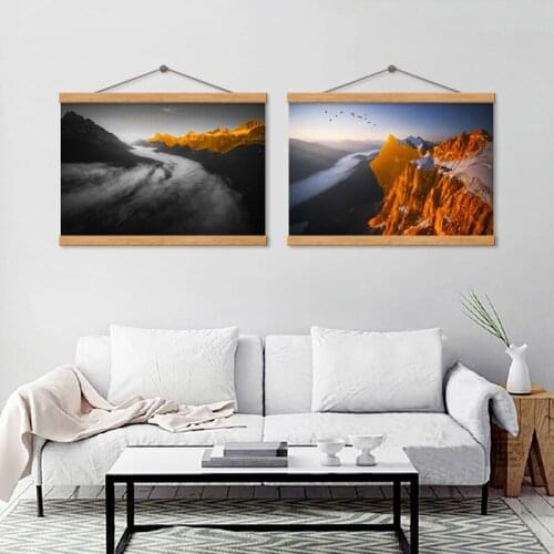 SPLSPL Modern Wall Art Picture Golden Snow Mountain Landscape scandinavian Poster Canvas Painting Pop Art Nordic Home Decoration