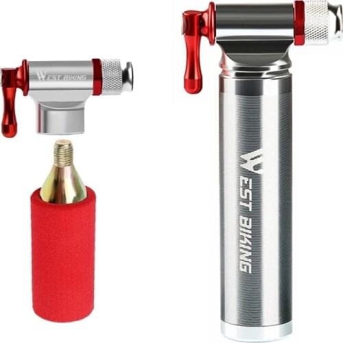CO2 Bicycle Mini Pump Bicycle Schrader Presta Adapter Bike Ball Pump Inflator Aluminum Tire Tube Mini Hand Pump NO CO2 Cartridge