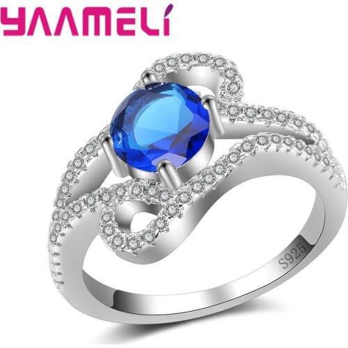 Iregular Design Women Fashion Jewelry Ring 925 Sterling Silver Clear Cubic Zirocnia Prong Setting Engagement Ring