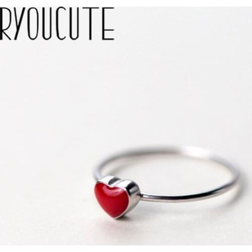 RYOUCUTE 100% Real Silver Color Jewelry Fashion Big Red Love Heart Rings for Women Bijoux Statement Antique Ring Anillos