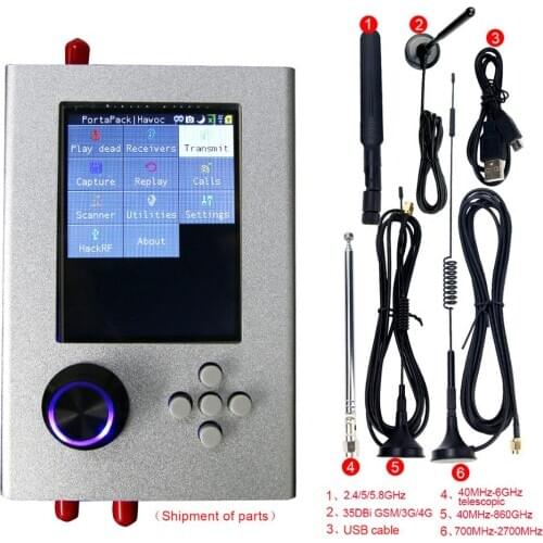 3.2inch TFT Touch Screen Portapack H2 + HackRF One SDR Radio Transceiver with Havoc Firmwar 0.5ppm TCXO Battery USB Ham DIY