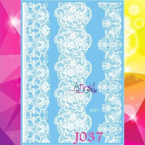 1PC Large Size 21x15Cm Women Henna Lace Waterproof Tattoo Sticker AJ37 Health Fake Transfer White Tattoo Bracelet Wedding Tatoos