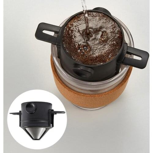 2Pcs Practical Coffee Filter Paperless Double-layer Reusable Coffee Strainer Stainless Steel Foldable Tea Filter Cup for Home