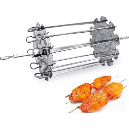 212mm/250mm Stainless Steel BBQ Kebab Maker - Meat/Corn Skewers Machine - Spin Roasting Grill