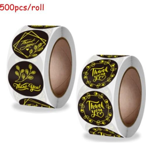 25mm Black Style Thank You Stickers Scrapbook Decor Sealing Labels For Birthday Party Baking Gift Wedding Decoration Stickers