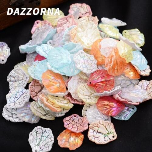 New 30-90Pcs Mixed Color AB Shell Leaf Shape Acrylic Beads For Handmade Making Jewelry DIY Bracelet Necklace Crafts Accessories