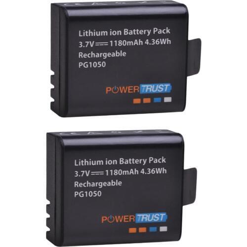 PowerTrust 2x PG1050 Battery 1180mAh Rechargeable battery For SJCAM SJ4000 sj4000 SJ5000X For EKEN H9 H9R H8R H8 Action Camera