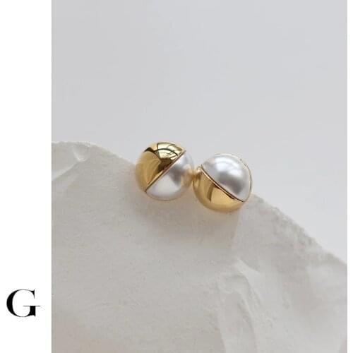 GHIDBK 2021 New Popular Style Semicircle Stud Earrings Trend Round Shape Pearl Earring For Women Minimalist Vitage Jewelry Gift