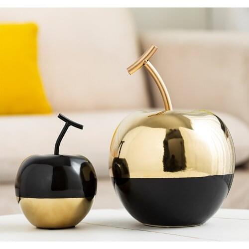Home Decoration Accessories for Living Room Golden Figurines Apple Pear Ceramic Ornaments Modern Home Decoration Home Office