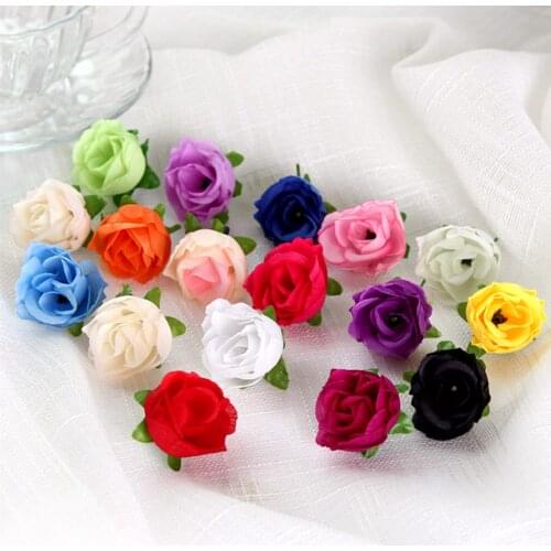 10pcs Artificial Flowers Silk Rose Head with Green Leaves for Wedding Party Home Garden Decorations DIY Wreath Christmas Flower