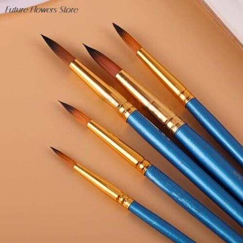 5Pcs Paintbrush Artist Paint Brush Set Nylon Bristles Hair Watercolor Acrylic Oil Painting Painting Tools Fine Art Materials
