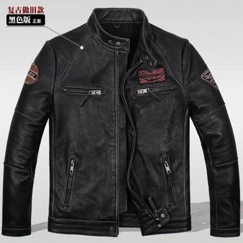 Free shipping.Brand cool New style Vintage mens quality Jackets slim nature 100% genuine cow Leather jacket.coat,motor