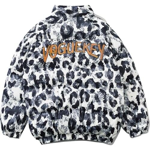 Mens Winter Parka Tie-dye Print Down Padded Oversized Jacket Women High Street Cotton Stand-up Collar Coat Fashion Streerwear