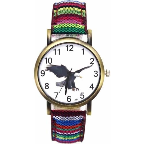 Bald Eagle American Hawk Eagles Pattern Dial Watches Fashion Casual Men Women Stripes Denim Band Sport Quartz Wrist Watch
