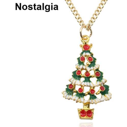 Nostalgia Enamel Christmas Tree Necklace Top Selling Colorful Christian Jewelry Making 2018 Fashion