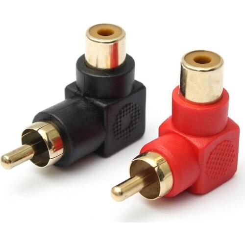 New 2pcs/lot RCA 90 Degree Right Angle Connector Audio Adaptor Male to Female M/F Elbow Adapter