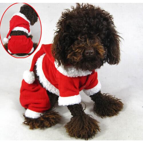 New design pet dog cat Santa Cluas costume set doggy outwear puppy overcoat and pants puppy Christmas clothing set 1pcs XXS-XXL