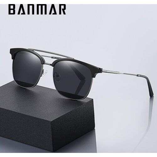 BANMAR Men Vintage Polarized Sunglasses Alloy Mens Sun Glasses Brand Male Coating Mirror Driving Eyewear UV400