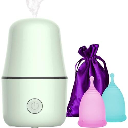 Menstrual Cup Steamer Sterilizer With 2PCS Reusable Period Cup,High Temperature Steam Sterilization For Kegel Ball Menstrual Pad