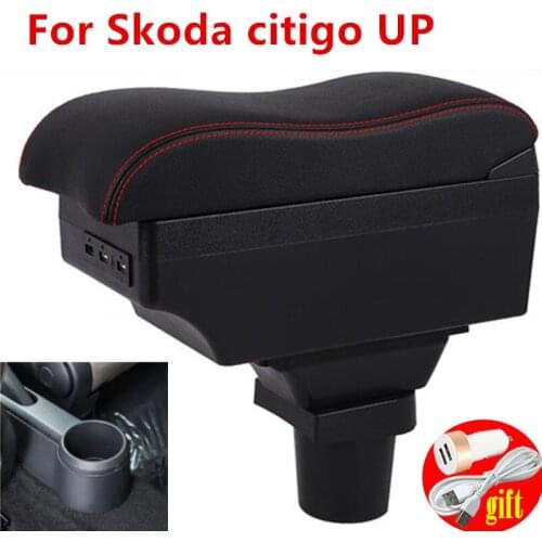 For Skoda citigo UP Armrest box Interior Parts special Retrofit parts Car Armrest Center Storage box with USB LED