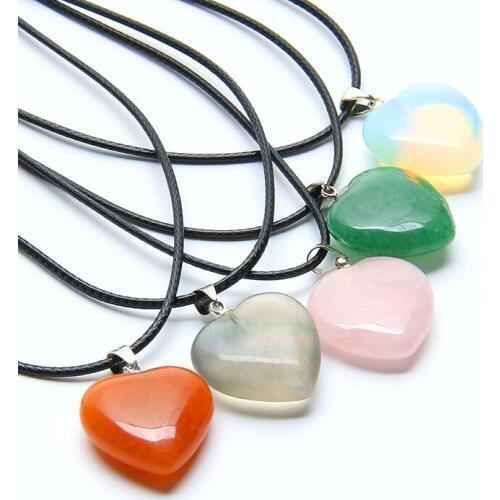 Natural healing crystals Chakra stones Reiki Pendant quartz crystal stone pendant High Quality heart shaped Choker Necklace