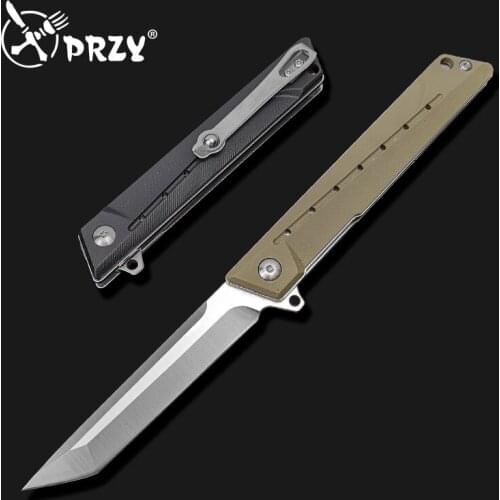 PRZY Outdoor Portable Folding Knife D2 Steel Blade Survival Jungle Knife Sharp Pocket Blade Folding Knife EDC Camping Knife