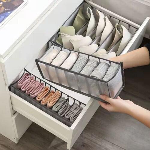 11 Grids Transparent Underwear Storage Box With Compartments Socks Bra Underpants Organizer Drawers Closet Divider Storage Box