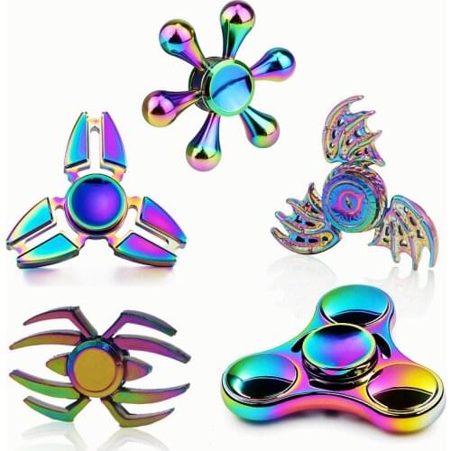 Rainbow Metal Finger Spinner Bearing Spinner Toy Adult Toys for Children Electroplate Hybrid Bearing Fidget Spinner