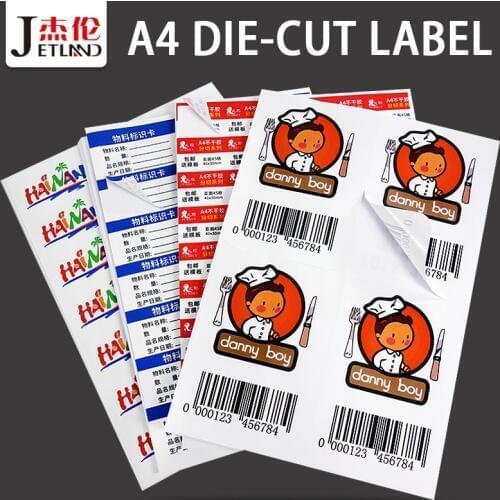 Jetland A4 Address Label Sheets Self Adhesive Shipping FBA Stickers Laser/Inkjet Printer, A4 Die-cut Stickers, 50 Sheets /Pack